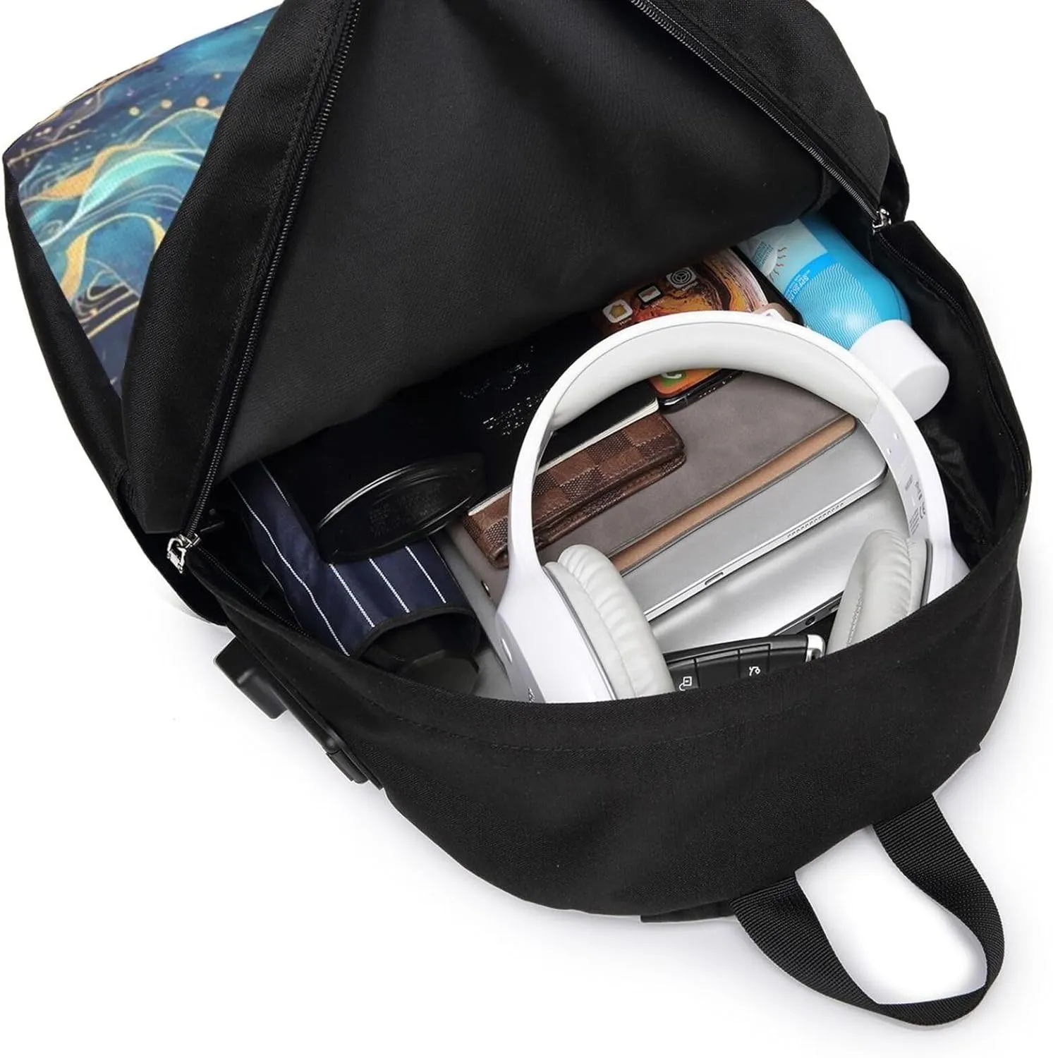 F-lower Moon Fairy Scobell Simple Large Capacity Backpack, The Whole Bag Is Stylish And Lightweight Black