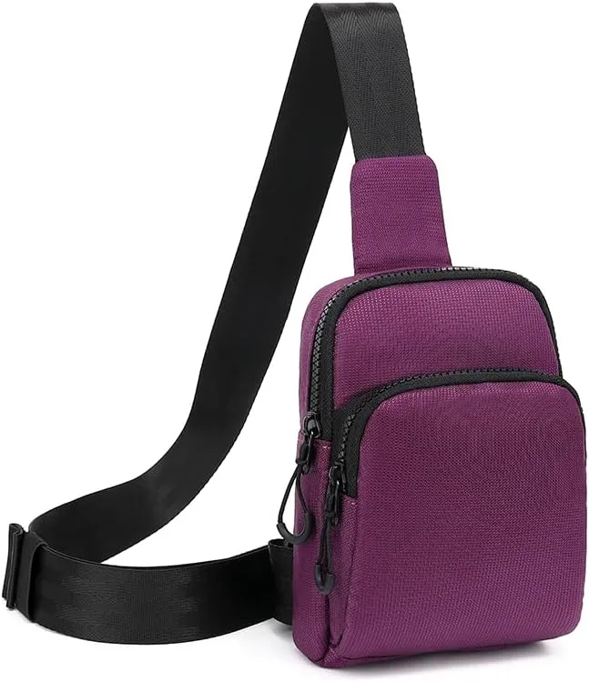 FAIME Small Sling Bag Waterproof Fanny Packs for Men Women Cell Phone Purse Crossbody Shoulder Chest Bag for Running Hiking (Purple)