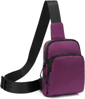 FAIME Small Sling Bag Waterproof Fanny Packs for Men Women Cell Phone Purse Crossbody Shoulder Chest Bag for Running Hiking (Purple)