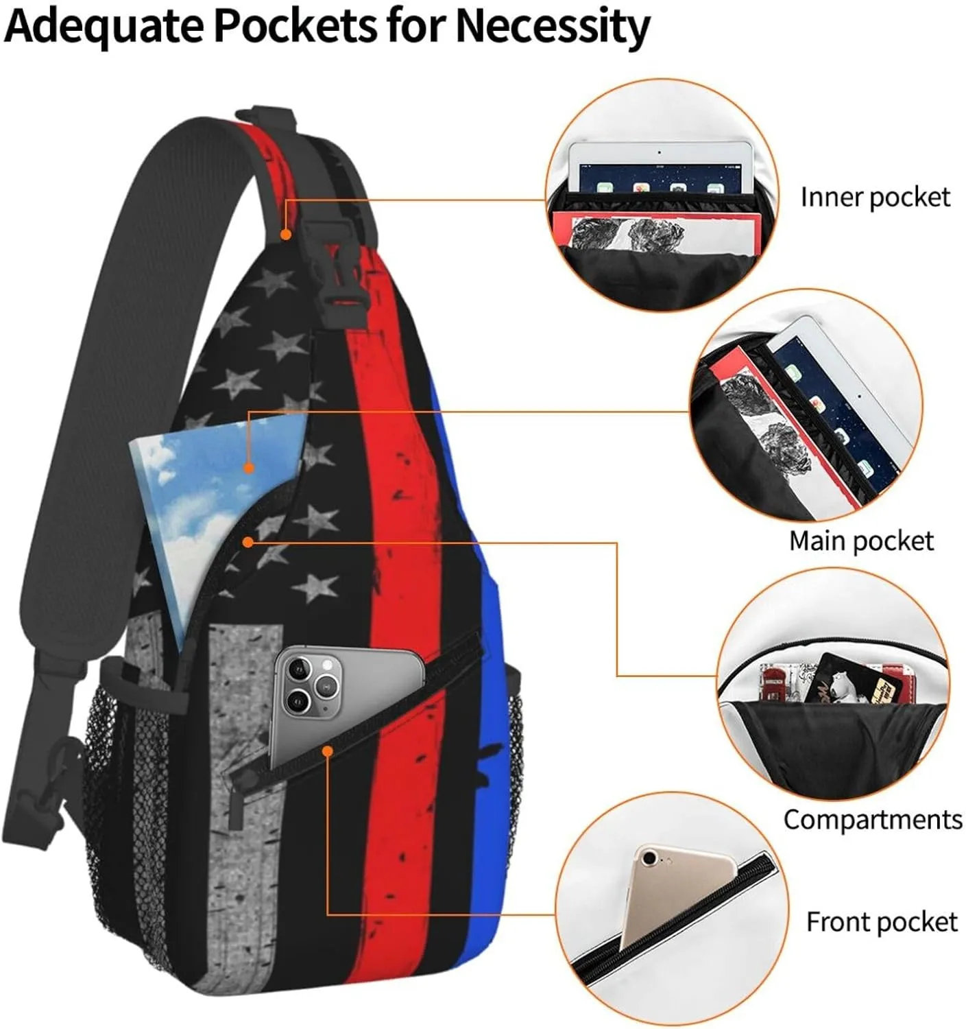 Faith Family Freedom Christian Vintage Usa Flag Sling Bag Chest Bags Casual Crossbody Bag Travel Shoulder Backpack