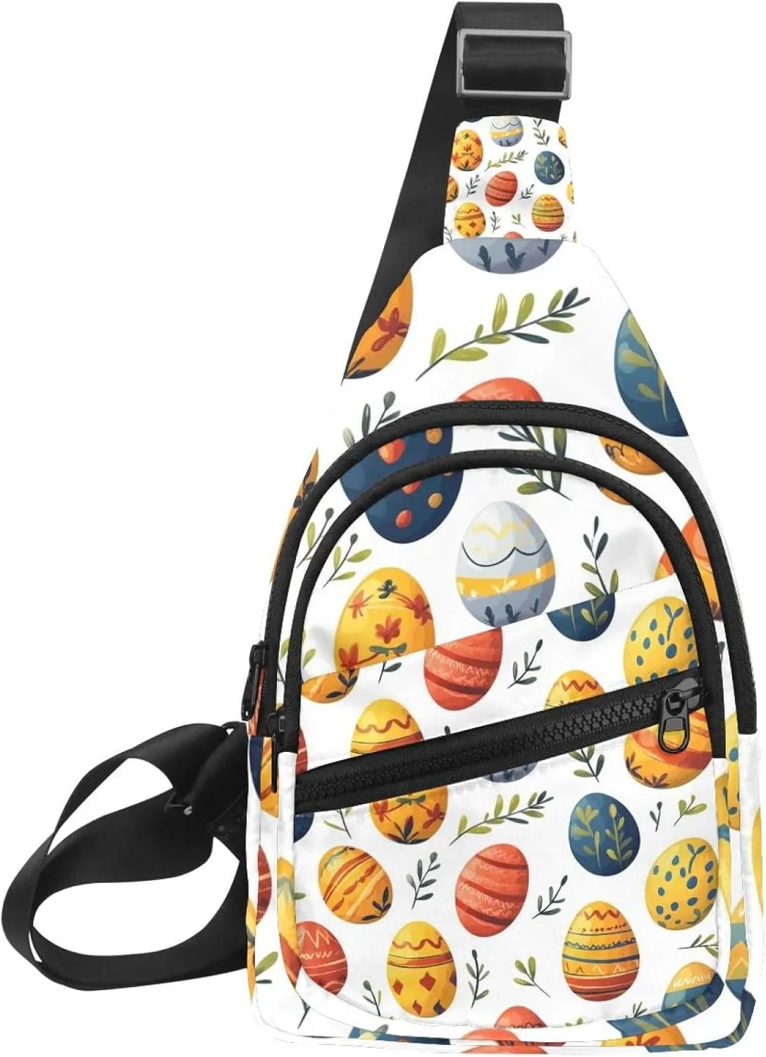 Fanny Pack Cross Body Bag for Outdoors Hiking Traveling, Easter Painted Eggs