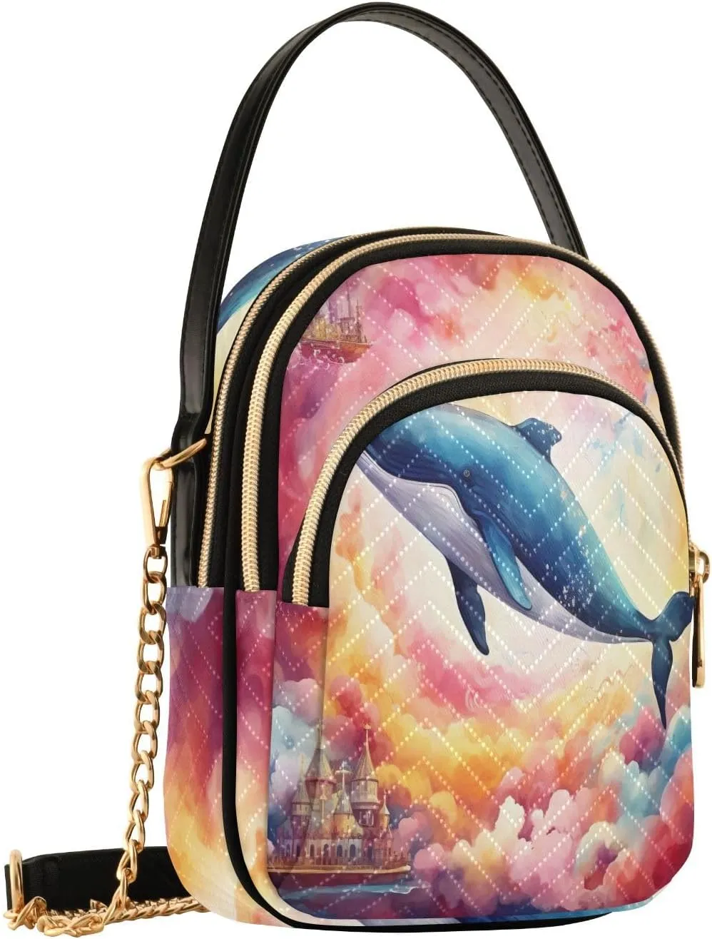 Fantasy Sea Of Clouds And Whale Women's Crossbody Sling Handbags, Womens Crossbody Travel Bag, Stylish Crossbody Bags