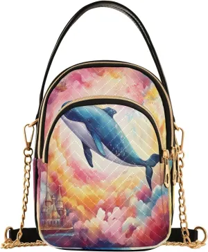 Fantasy Sea Of Clouds And Whale Women's Crossbody Sling Handbags, Womens Crossbody Travel Bag, Stylish Crossbody Bags