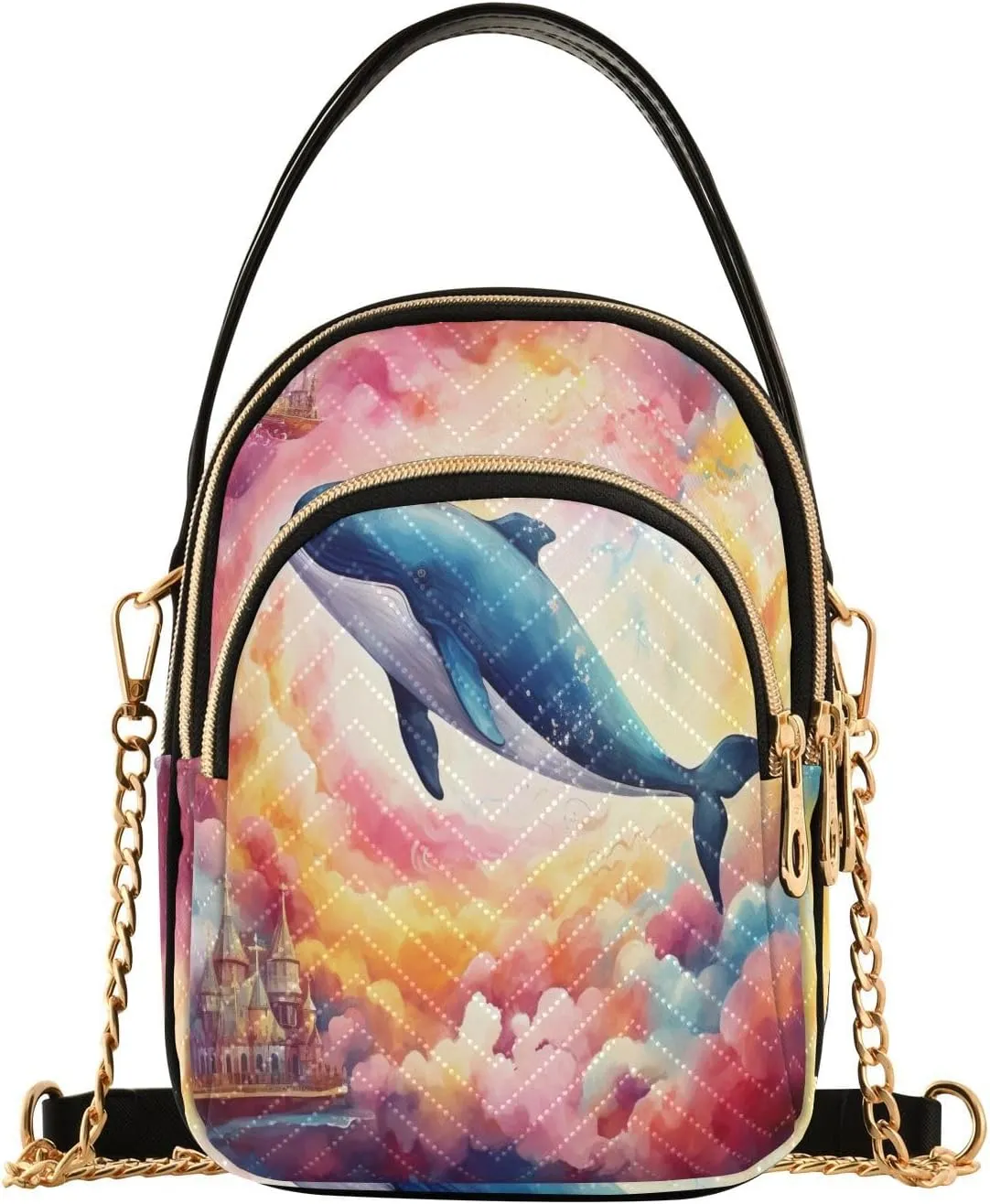 Fantasy Sea Of Clouds And Whale Women's Crossbody Sling Handbags, Womens Crossbody Travel Bag, Stylish Crossbody Bags