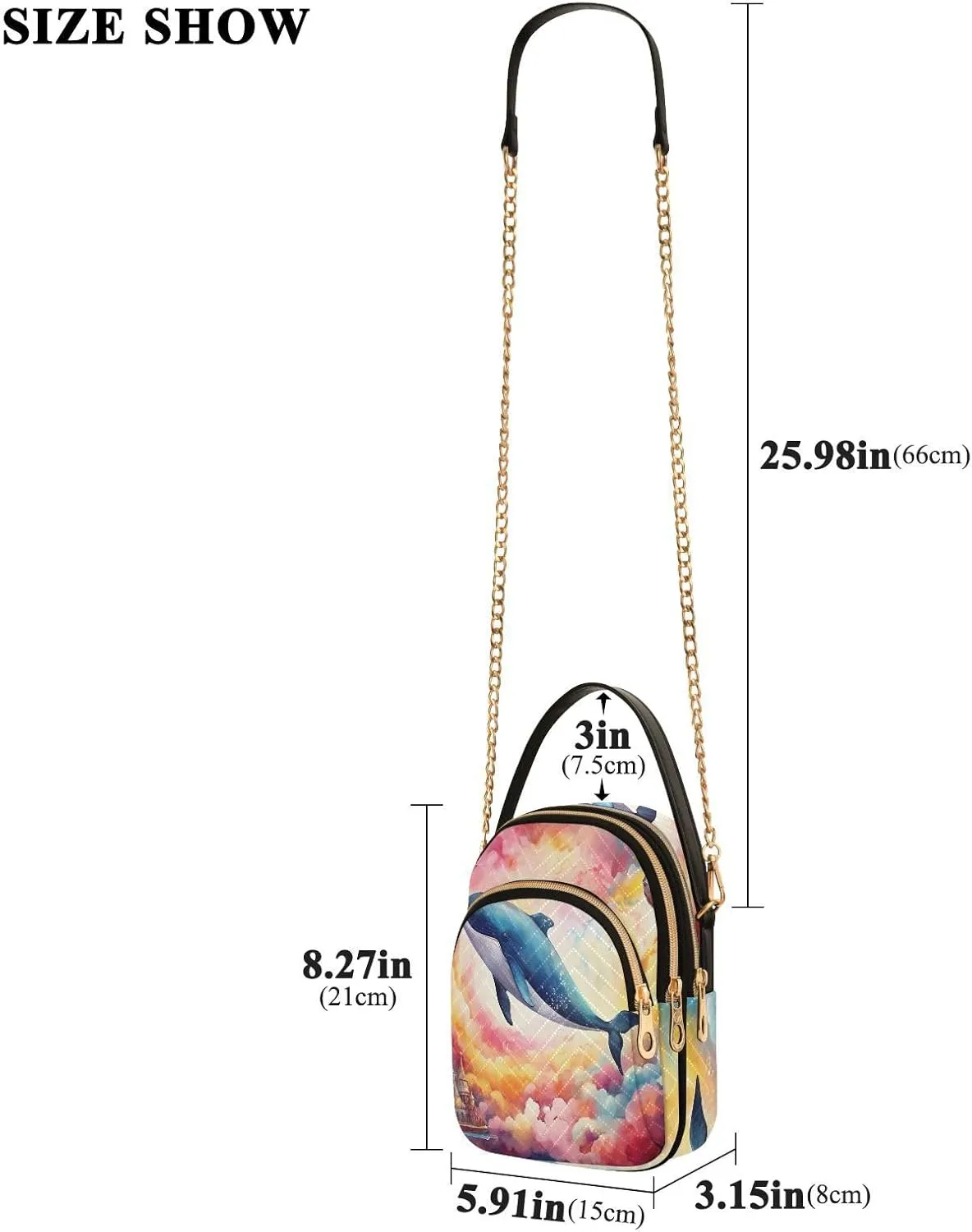 Fantasy Sea Of Clouds And Whale Women's Crossbody Sling Handbags, Womens Crossbody Travel Bag, Stylish Crossbody Bags