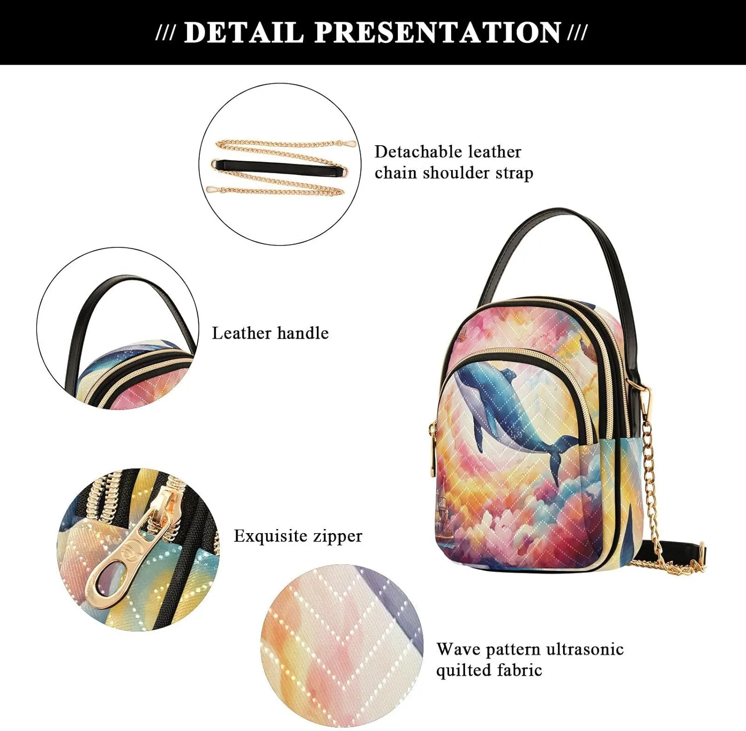 Fantasy Sea Of Clouds And Whale Women's Crossbody Sling Handbags, Womens Crossbody Travel Bag, Stylish Crossbody Bags