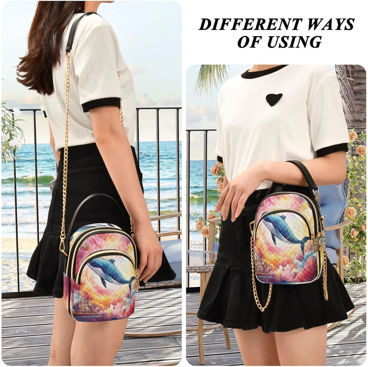 Fantasy Sea Of Clouds And Whale Women's Crossbody Sling Handbags, Womens Crossbody Travel Bag, Stylish Crossbody Bags