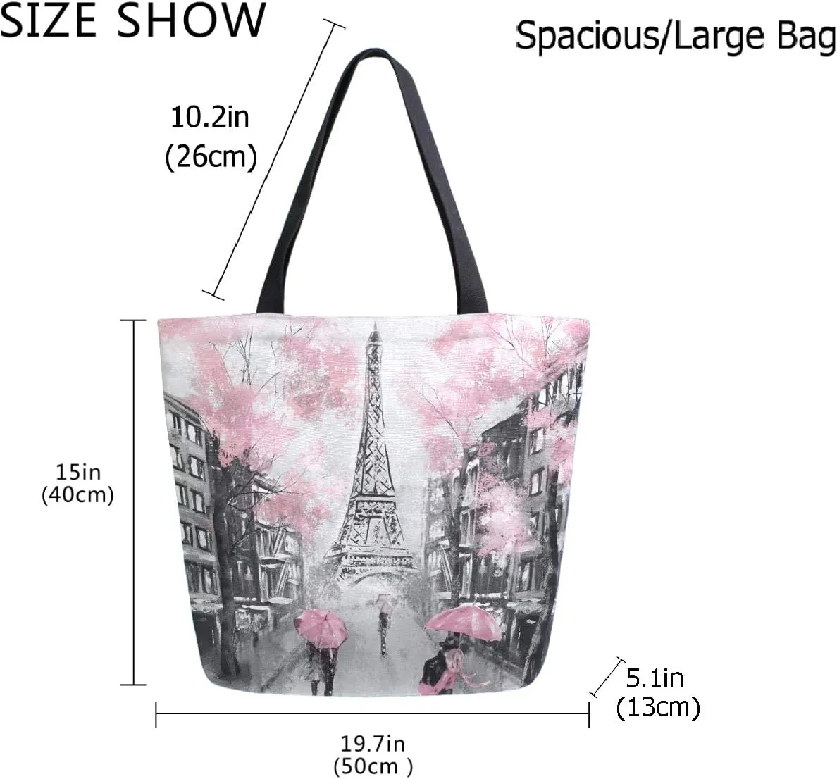 Fashion Beautiful Printed Pattern Extra Large Shoulder Tote Bag for Beach Travel Weekender Gym Grocery Shopping