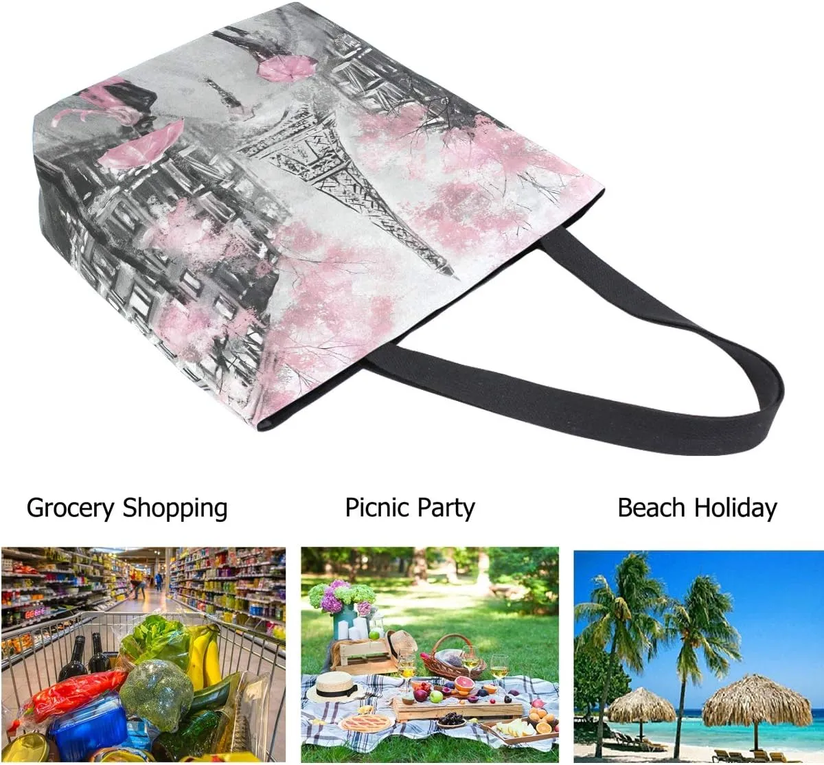 Fashion Beautiful Printed Pattern Extra Large Shoulder Tote Bag for Beach Travel Weekender Gym Grocery Shopping