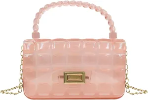 Fashion Candy Color Jelly Crossbody Bag for Women Girls Transparent Cassette Shoulder Handbag Wallet with Top Handle