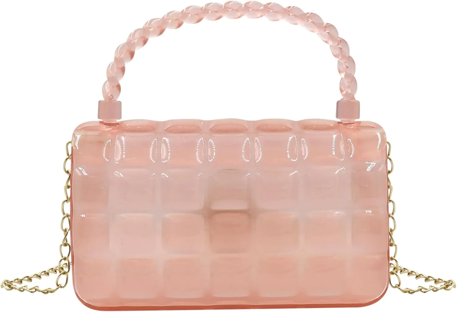 Fashion Candy Color Jelly Crossbody Bag for Women Girls Transparent Cassette Shoulder Handbag Wallet with Top Handle