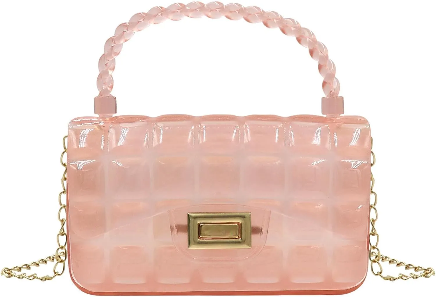 Fashion Candy Color Jelly Crossbody Bag for Women Girls Transparent Cassette Shoulder Handbag Wallet with Top Handle