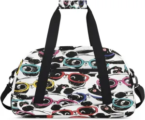 Fashion Panda Gym Duffel Bag for Men Women Color Glasses Sports Tote Bag with Adjustable Shoulder Strap for Dance Gymnastics Traveling Outdoor Camping Overnight Stay