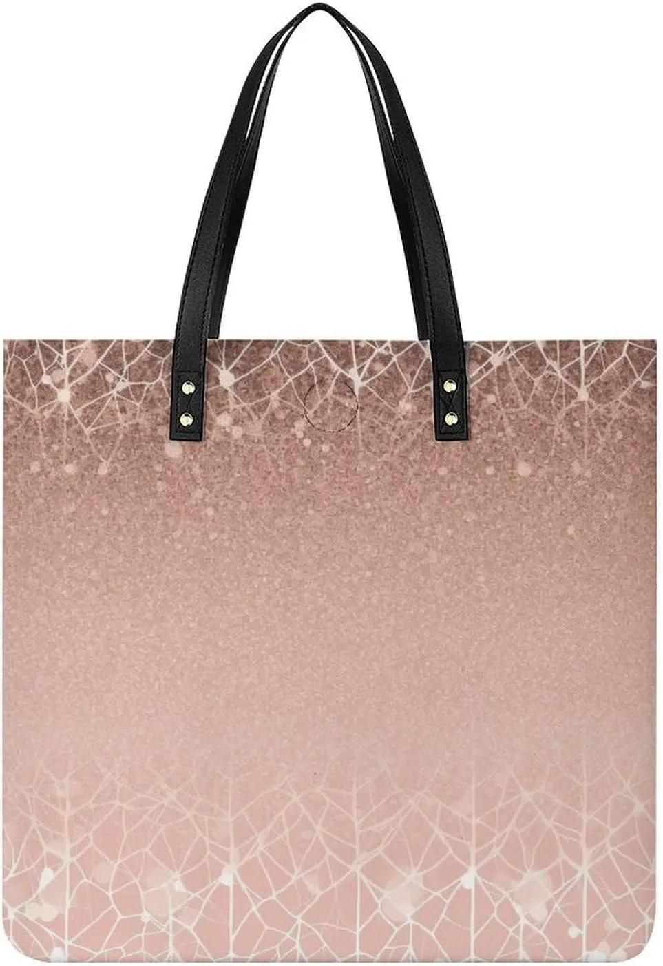 Faux Leather Hangbag for Women,Blush Rose Gold Print Tote Bags,Leather Big Purses And Handbags for Work Dating Travel Shopping