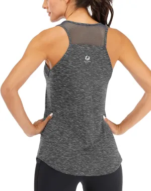 Fihapyli ICTIVE Workout Tank Tops for Women Breathable Mesh Racerback Muscle Tank Backless Running Shirts
