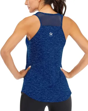 Fihapyli ICTIVE Workout Tank Tops for Women Breathable Mesh Racerback Muscle Tank Backless Running Shirts