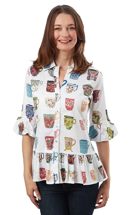 FINAL SALE Dizzy Lizzie 2305-R840 Peplum Top Coffee Mugs