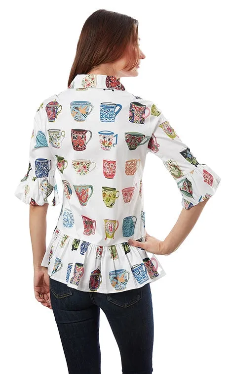 FINAL SALE Dizzy Lizzie 2305-R840 Peplum Top Coffee Mugs