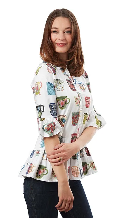 FINAL SALE Dizzy Lizzie 2305-R840 Peplum Top Coffee Mugs