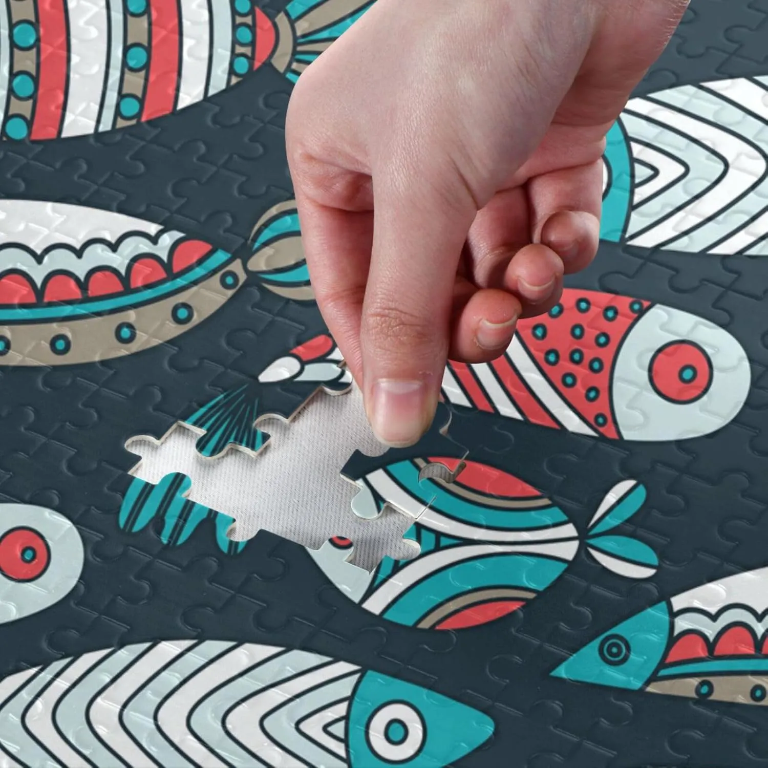 Fish Jigsaw Puzzle 1000 Pieces, Educational Funny Family Games Wooden Jigsaw Puzzle for Adults Teens Kids