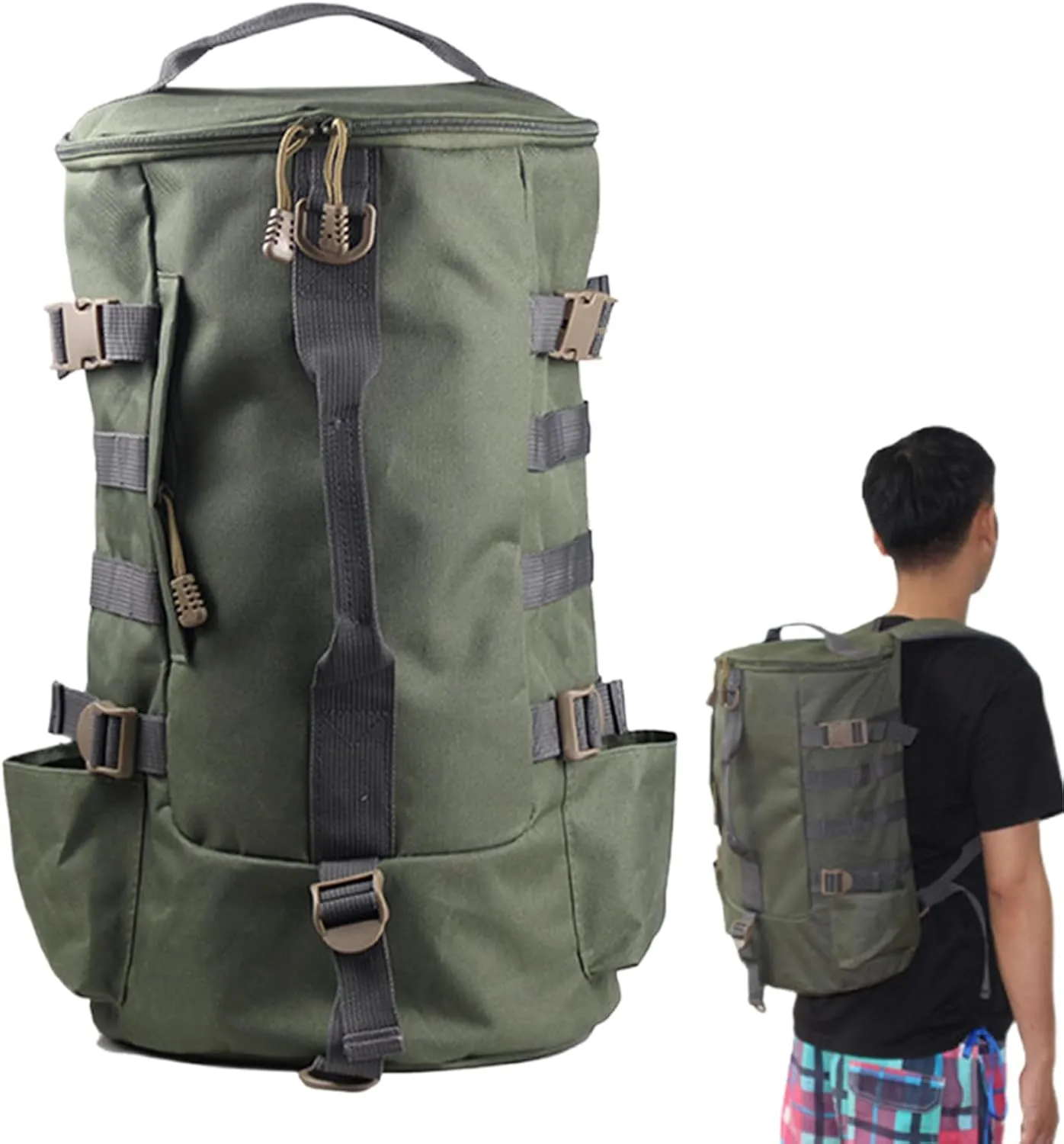 Fishing Backpack | 10.24x17.72 inches Oxford Cloth Fishing Gear Bag with Rod Holders | Bait Reel Gear Accessories, Organizer Pack for Mountain Trekking Lake Short Camping Trips