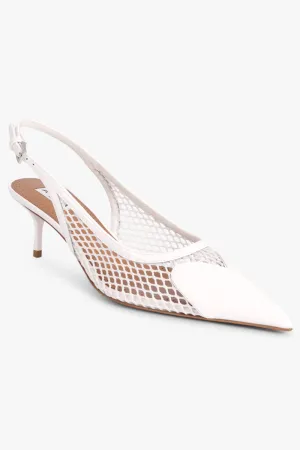 FISHNET SLINGBACKS 55MM | BLANC OPTIQUE