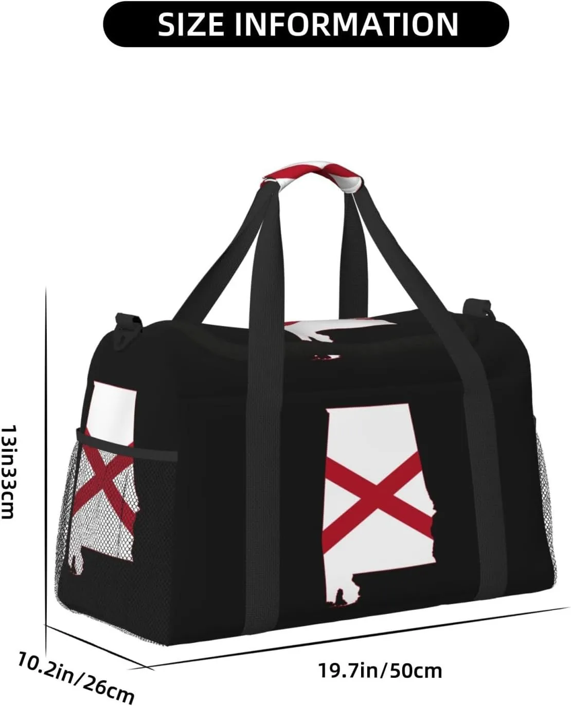 Flag Map Of Alabama Travel Duffel Bag Large Foldable Waterproof Overnight Bag For Beach Swim Bags Pool Sports Gym