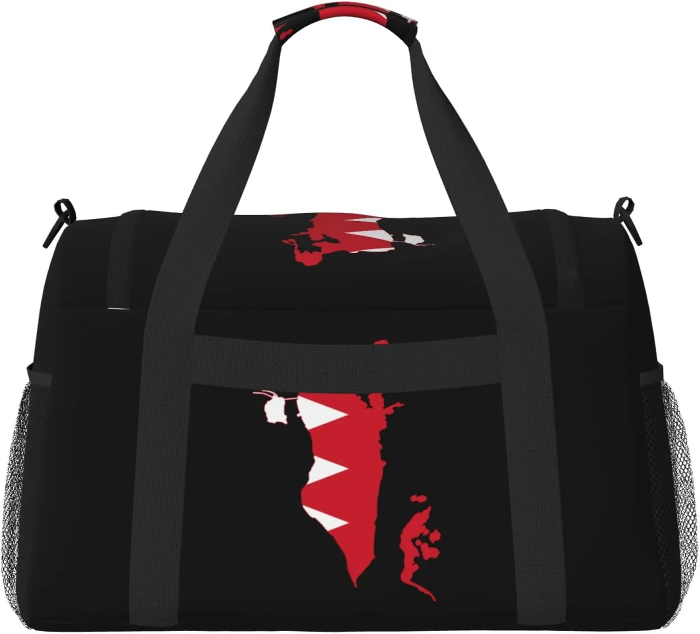 Flag Map Of Bahrain Travel Duffel Bag Large Foldable Waterproof Overnight Bag For Beach Swim Bags Pool Sports Gym