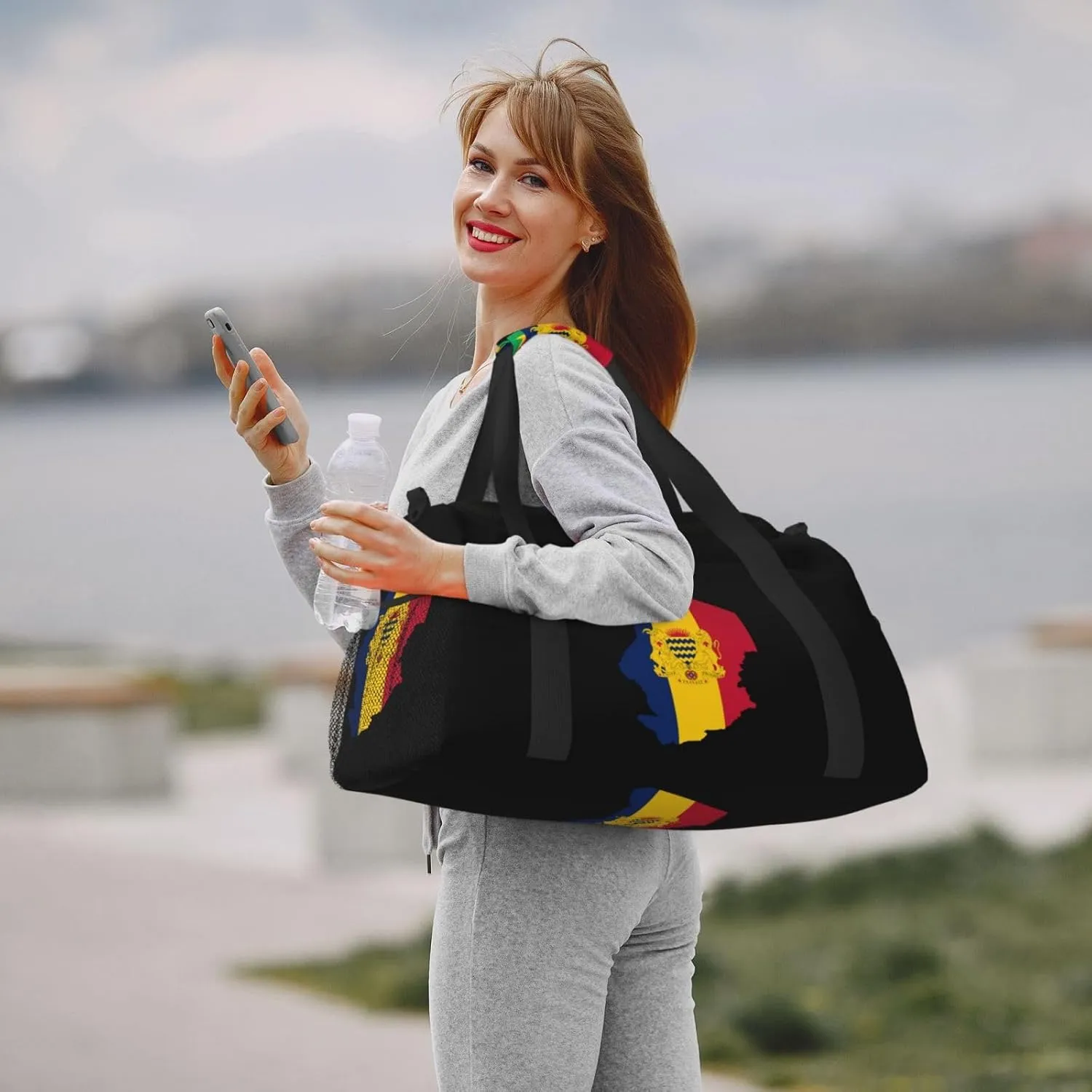 Flag Map Of Chad Travel Duffel Bag Large Foldable Waterproof Overnight Bag For Beach Swim Bags Pool Sports Gym
