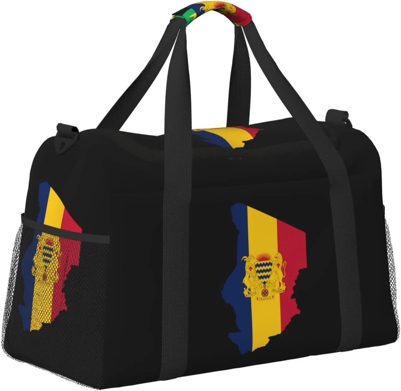 Flag Map Of Chad Travel Duffel Bag Large Foldable Waterproof Overnight Bag For Beach Swim Bags Pool Sports Gym