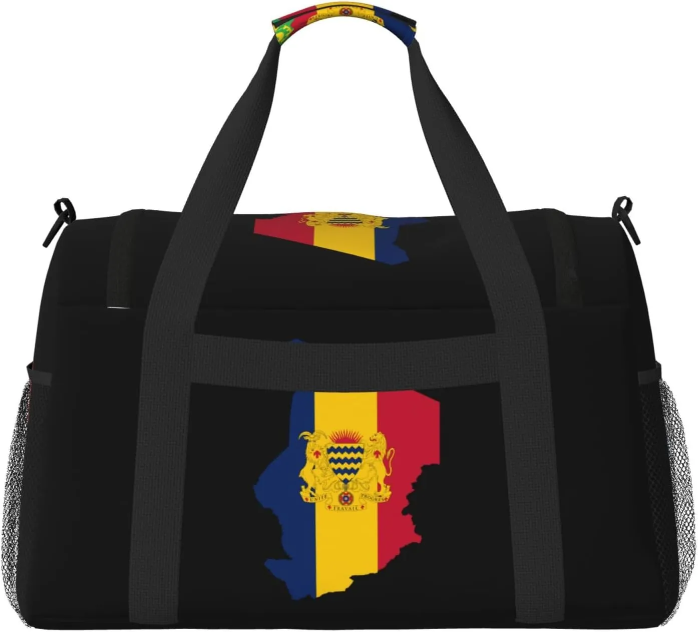 Flag Map Of Chad Travel Duffel Bag Large Foldable Waterproof Overnight Bag For Beach Swim Bags Pool Sports Gym
