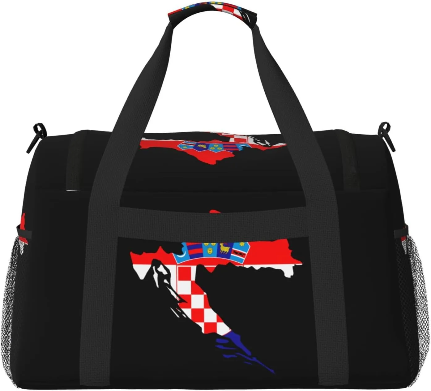 Flag Map Of Croatia Travel Duffel Bag Large Foldable Waterproof Overnight Bag For Beach Swim Bags Pool Sports Gym