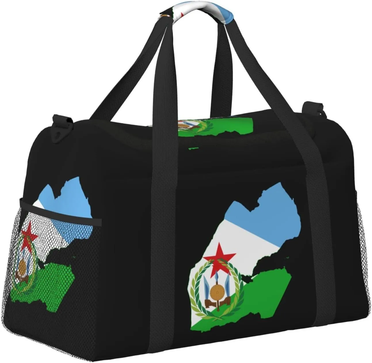 Flag Map Of Djibouti Travel Duffel Bag Large Foldable Waterproof Overnight Bag For Beach Swim Bags Pool Sports Gym