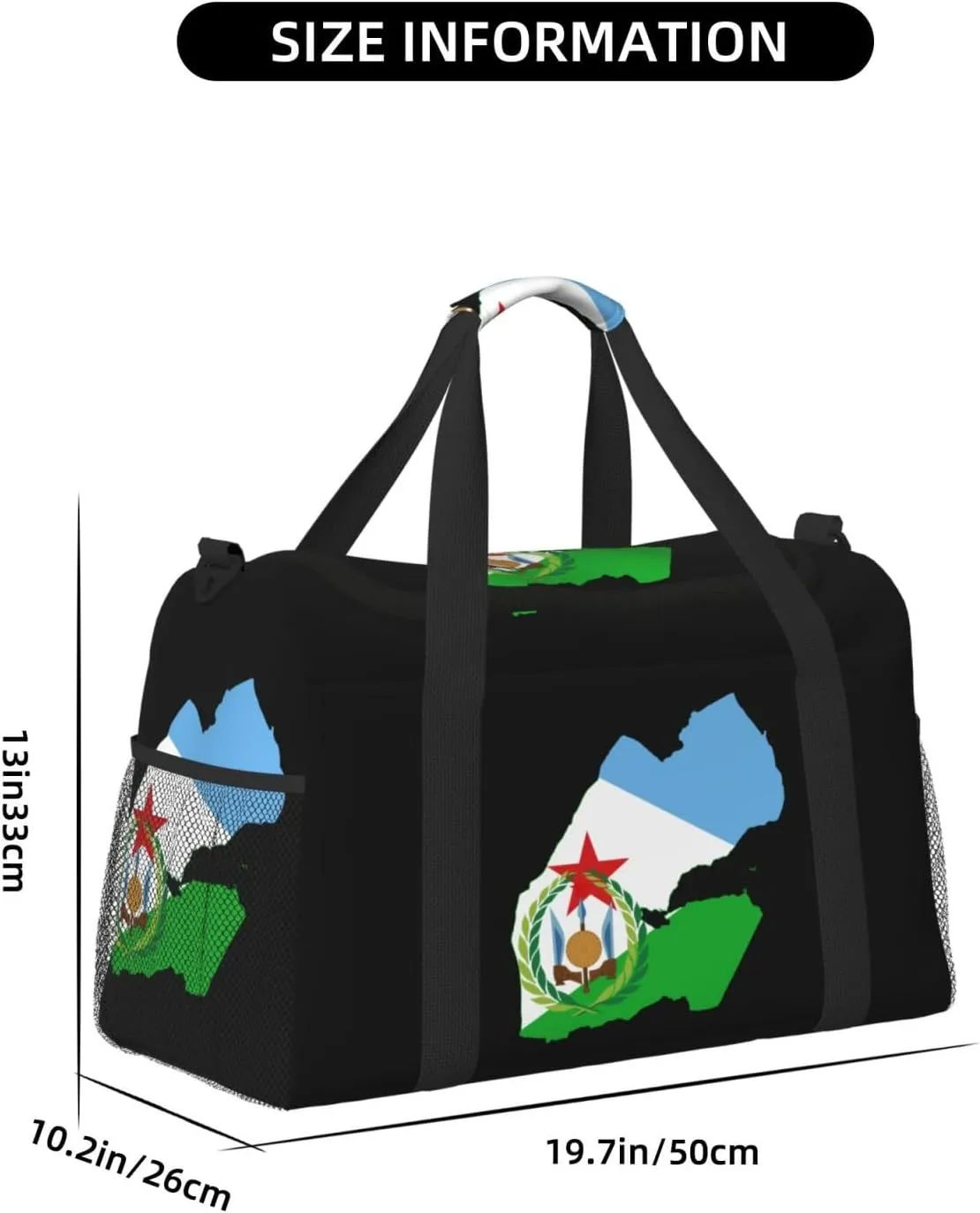 Flag Map Of Djibouti Travel Duffel Bag Large Foldable Waterproof Overnight Bag For Beach Swim Bags Pool Sports Gym