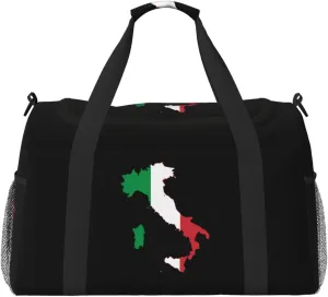 Flag Map Of Italy Travel Duffel Bag Large Foldable Waterproof Overnight Bag For Beach Swim Bags Pool Sports Gym