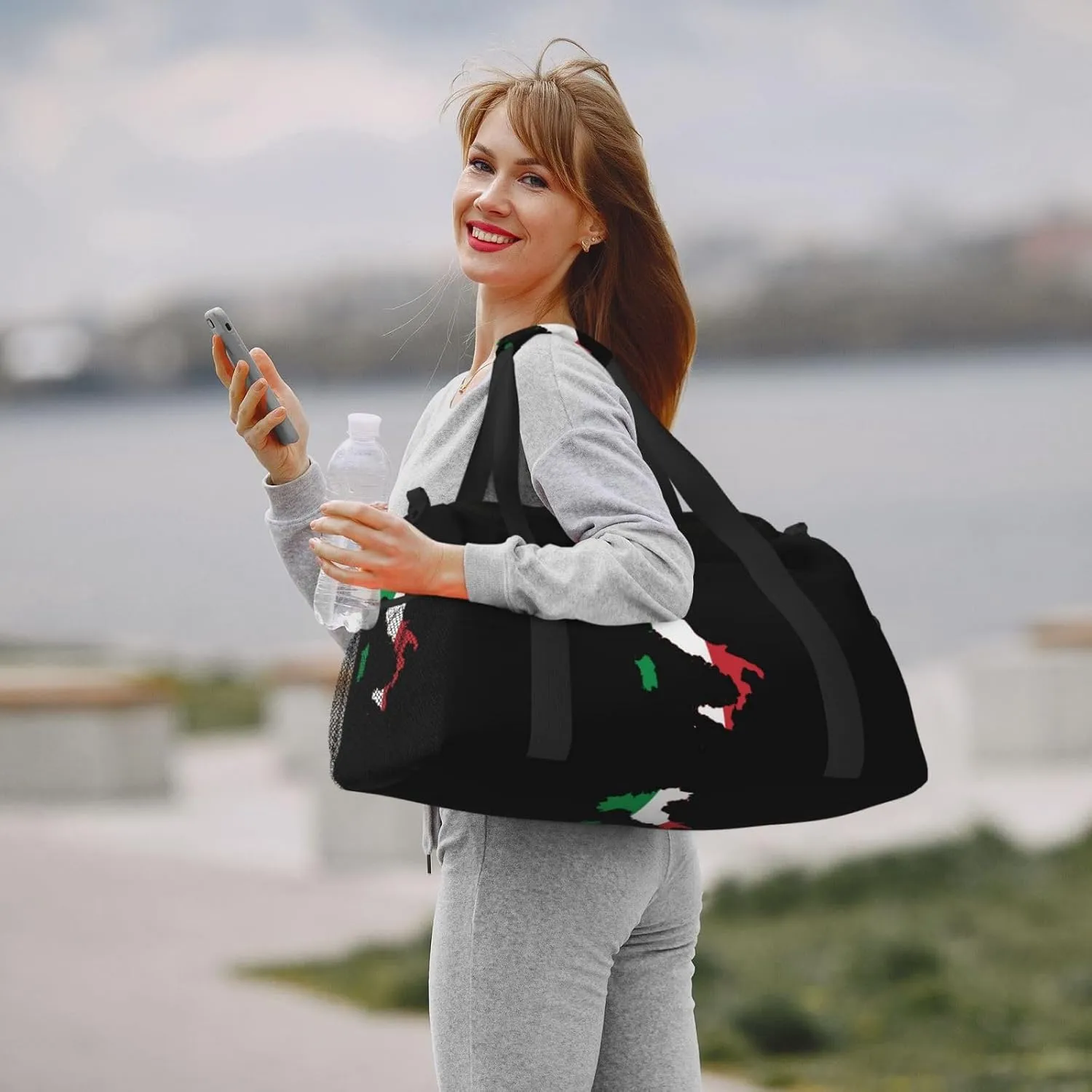 Flag Map Of Italy Travel Duffel Bag Large Foldable Waterproof Overnight Bag For Beach Swim Bags Pool Sports Gym