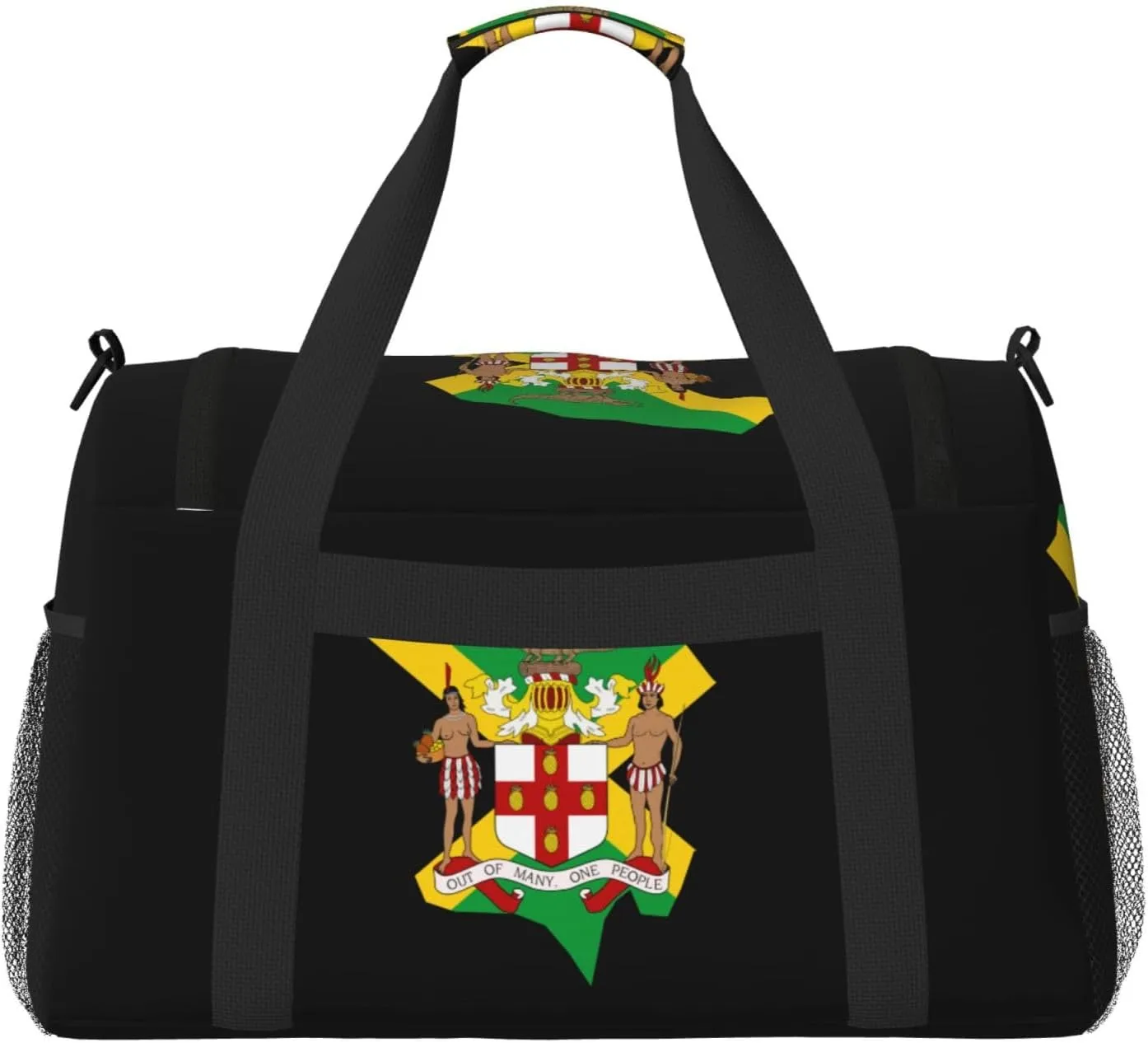 Flag Map Of Jamaica Travel Duffel Bag Large Foldable Waterproof Overnight Bag For Beach Swim Bags Pool Sports Gym
