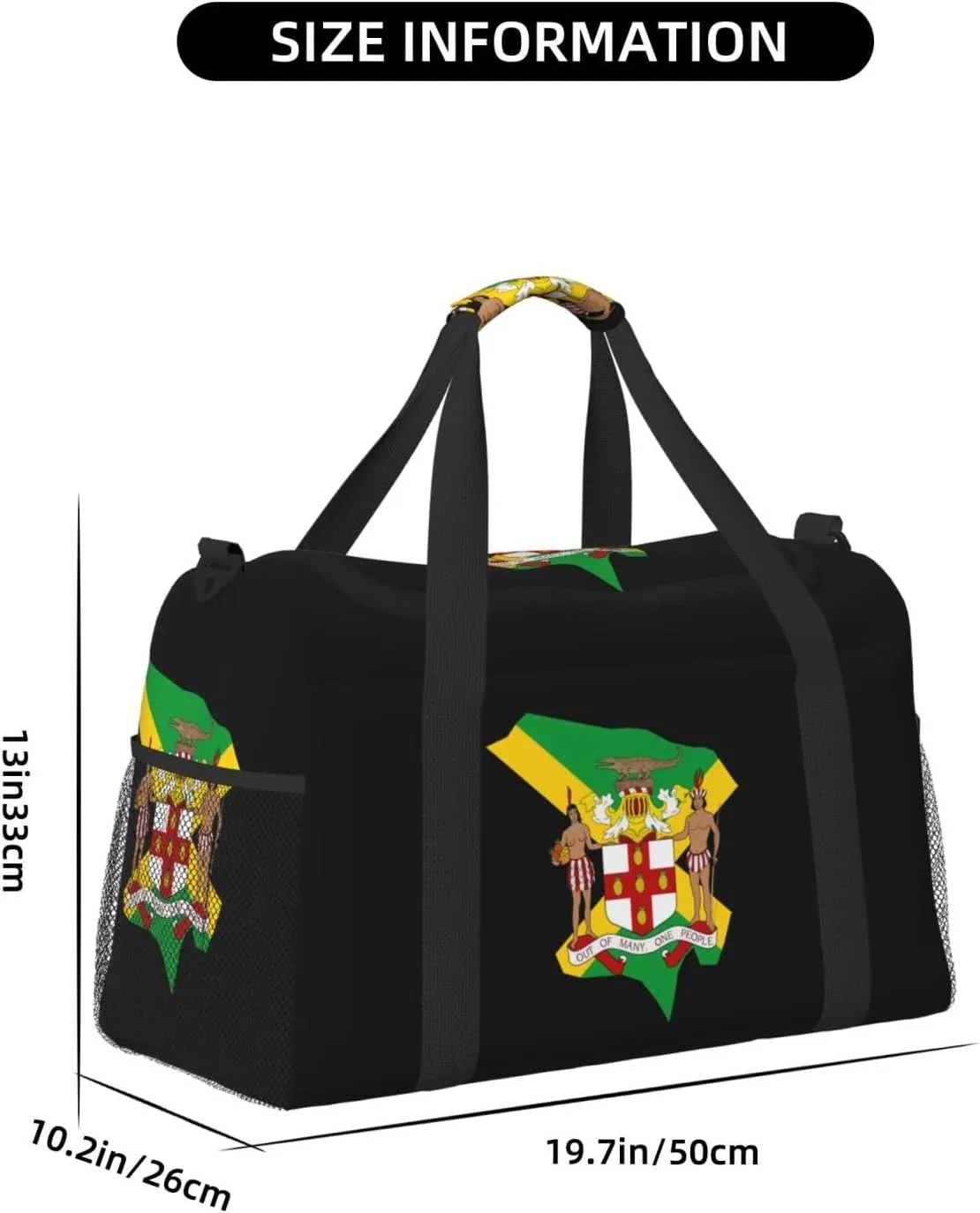 Flag Map Of Jamaica Travel Duffel Bag Large Foldable Waterproof Overnight Bag For Beach Swim Bags Pool Sports Gym