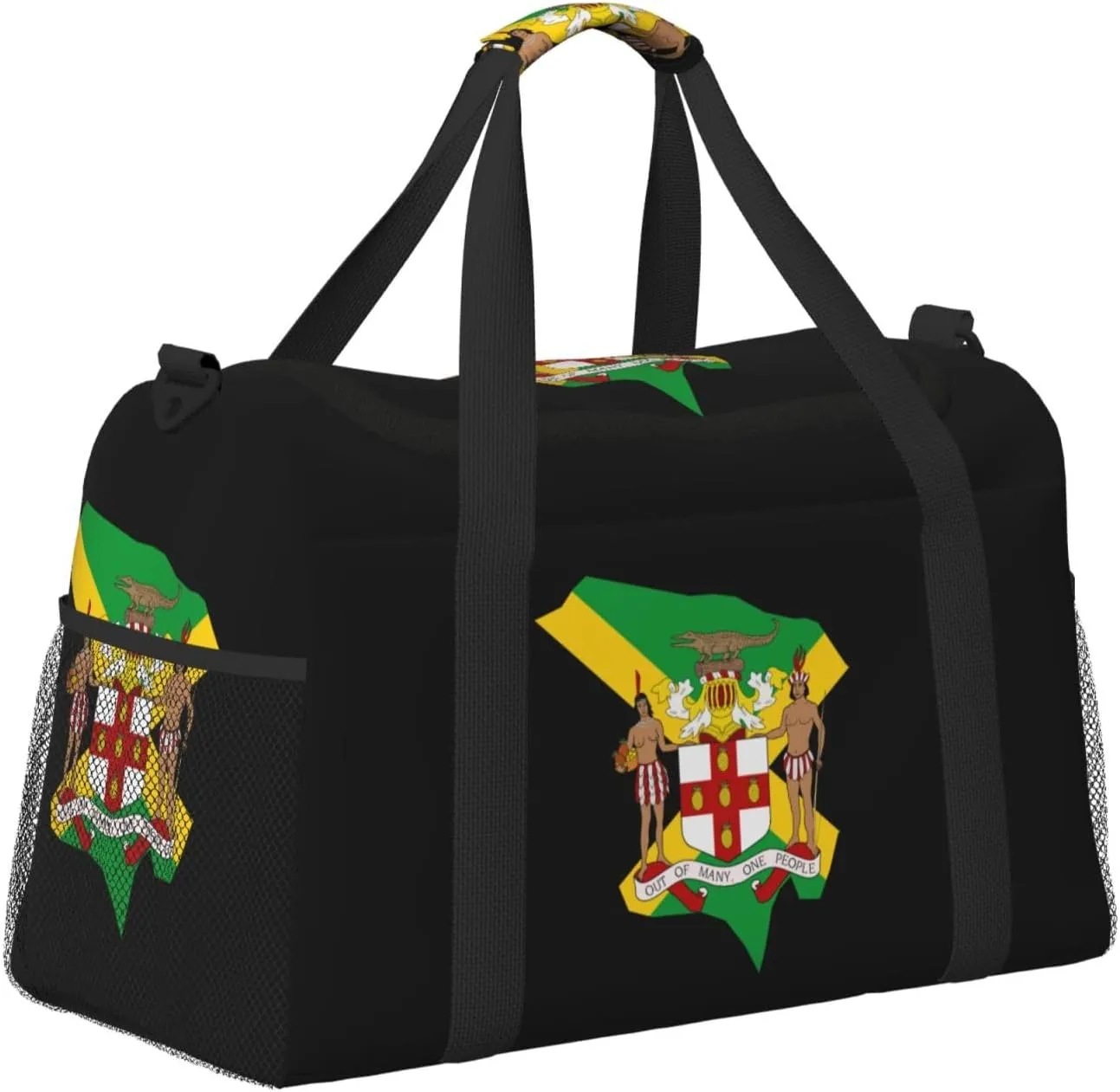 Flag Map Of Jamaica Travel Duffel Bag Large Foldable Waterproof Overnight Bag For Beach Swim Bags Pool Sports Gym