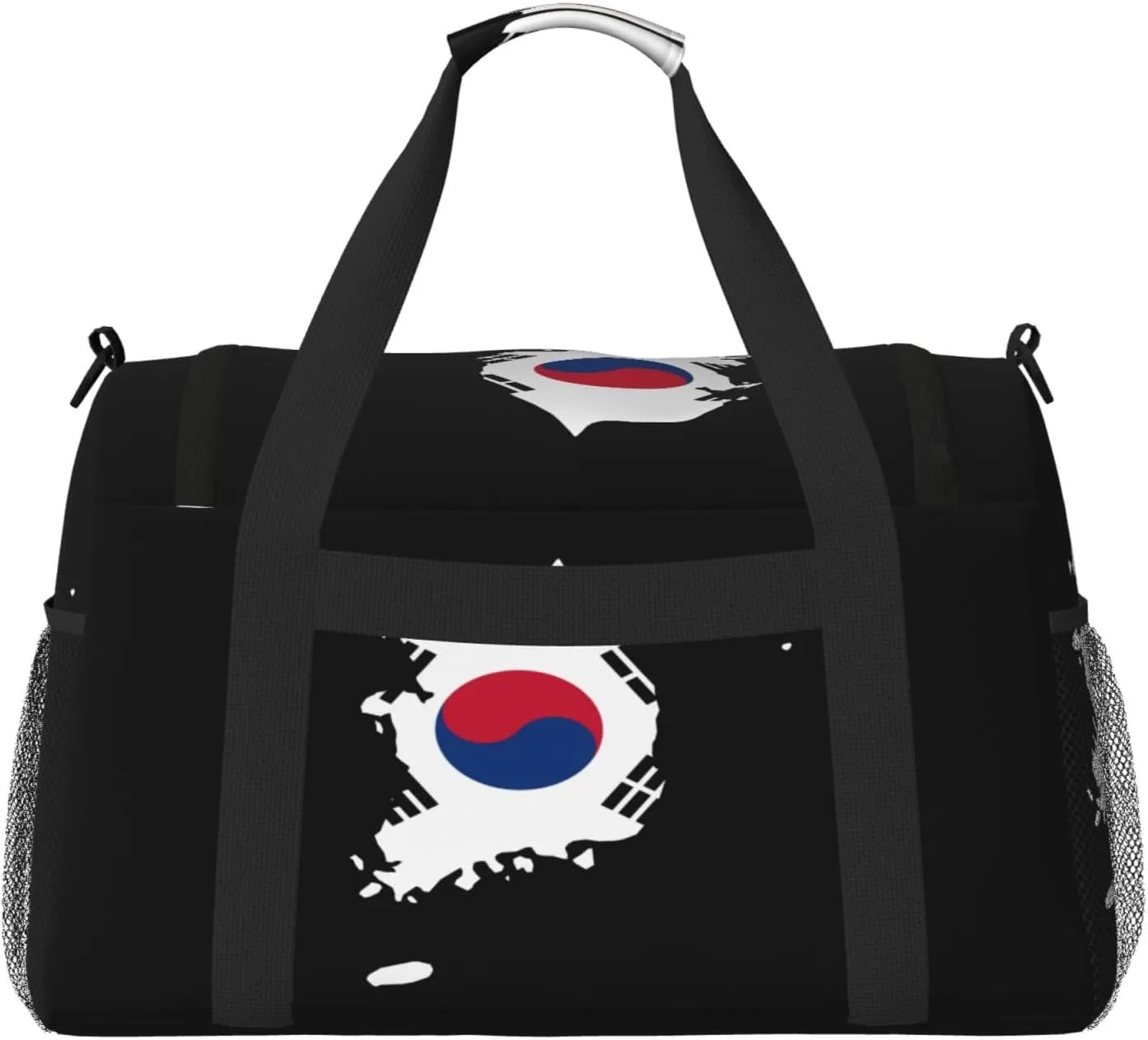 Flag Map Of Korea Travel Duffel Bag Large Foldable Waterproof Overnight Bag For Beach Swim Bags Pool Sports Gym