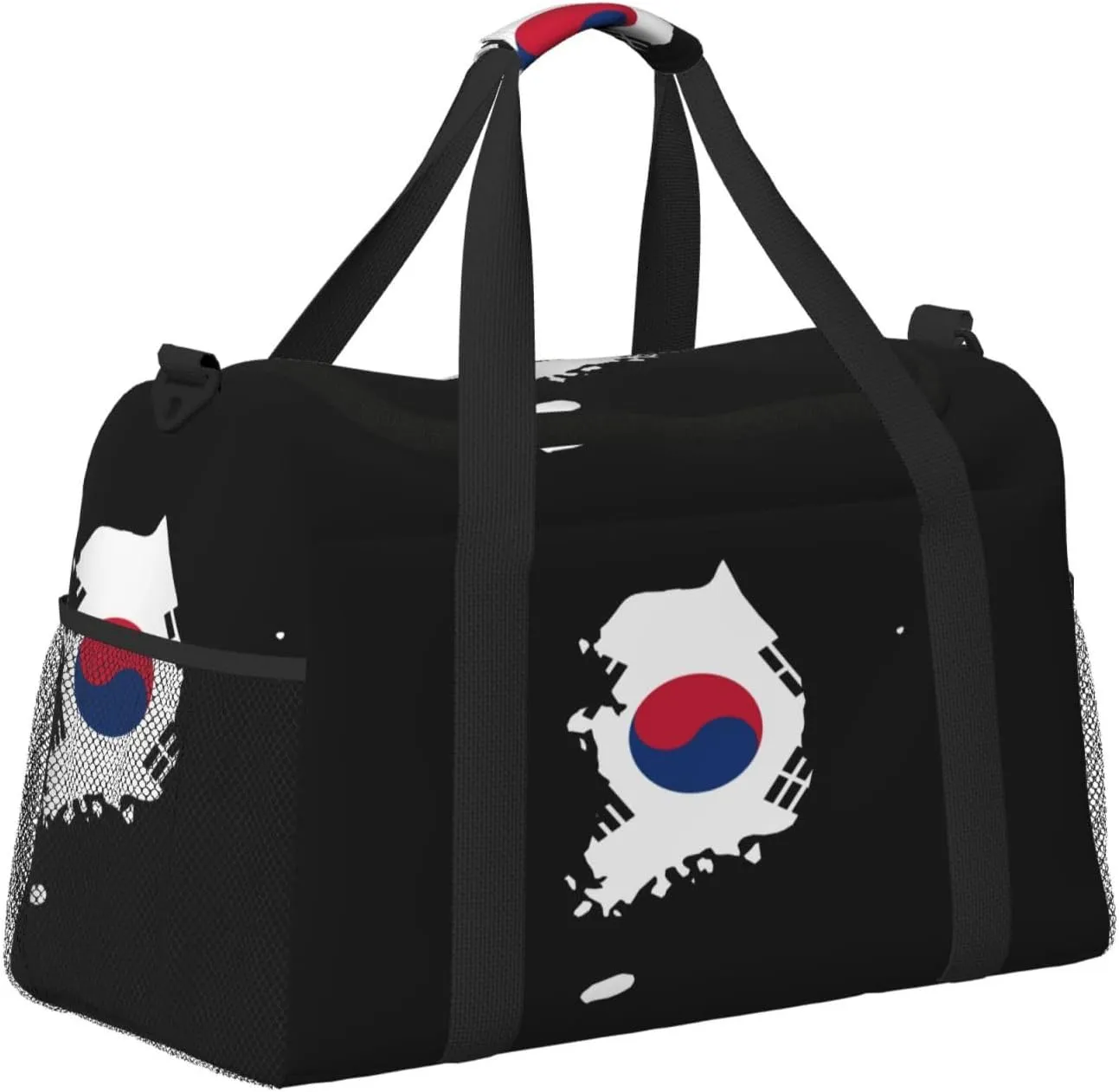 Flag Map Of Korea Travel Duffel Bag Large Foldable Waterproof Overnight Bag For Beach Swim Bags Pool Sports Gym