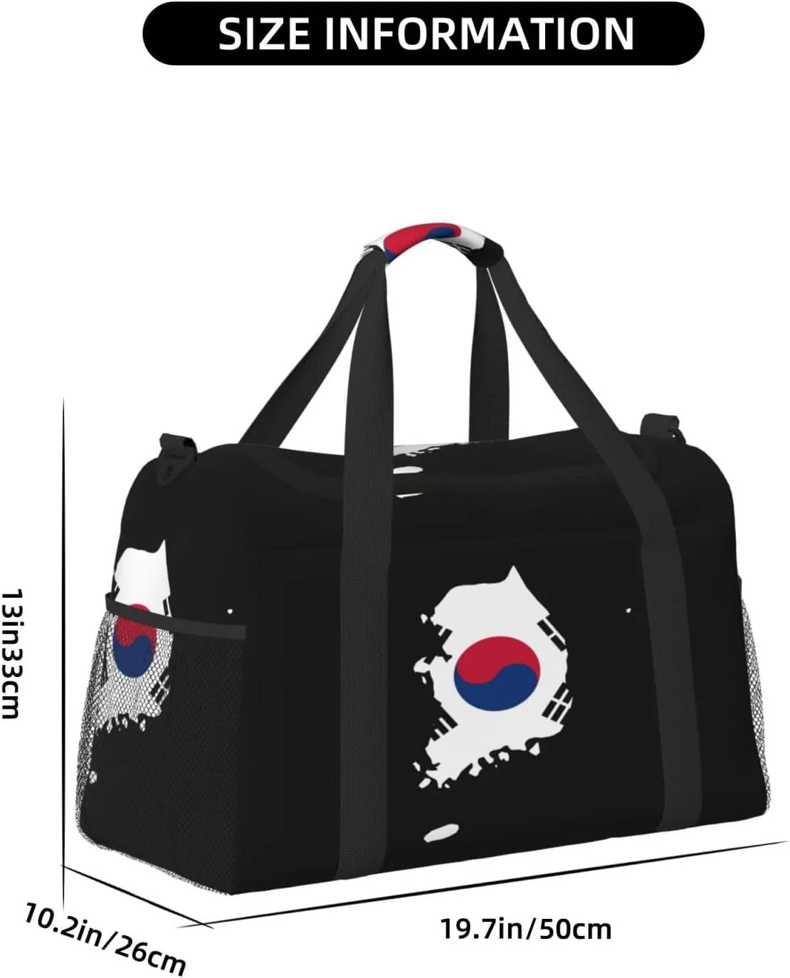 Flag Map Of Korea Travel Duffel Bag Large Foldable Waterproof Overnight Bag For Beach Swim Bags Pool Sports Gym