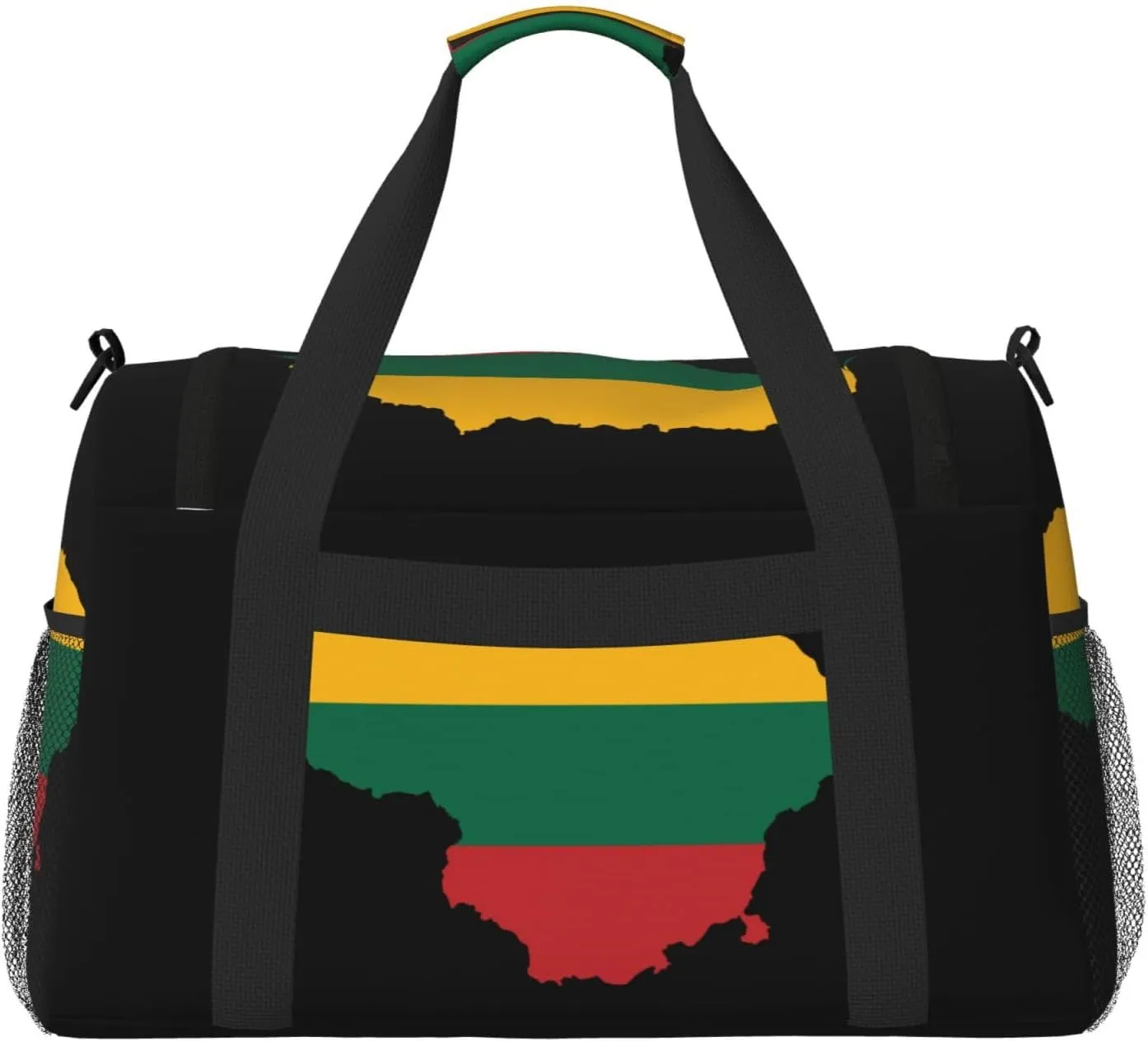 Flag Map Of Lithuania Travel Duffel Bag Large Foldable Waterproof Overnight Bag For Beach Swim Bags Pool Sports Gym