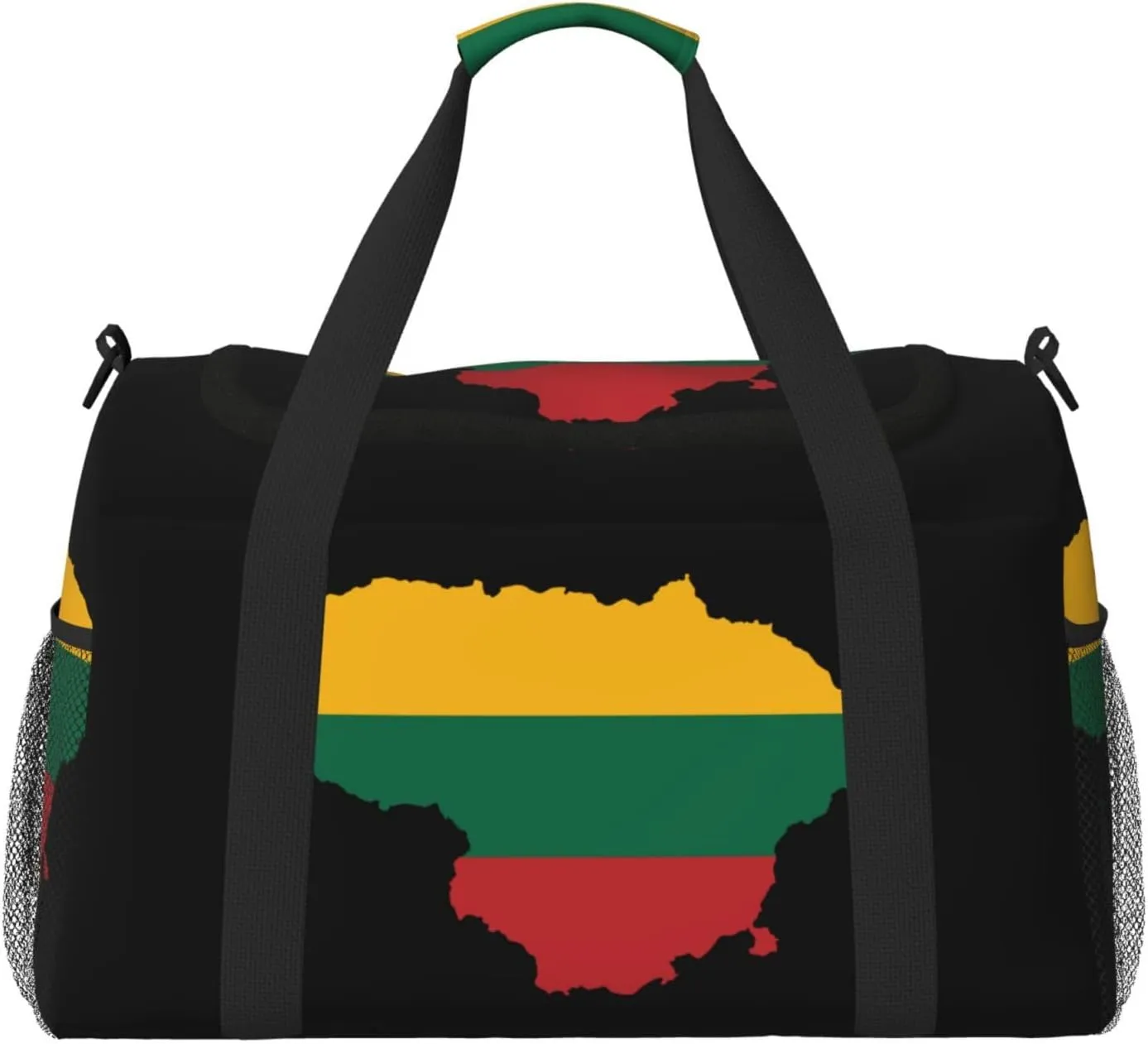Flag Map Of Lithuania Travel Duffel Bag Large Foldable Waterproof Overnight Bag For Beach Swim Bags Pool Sports Gym
