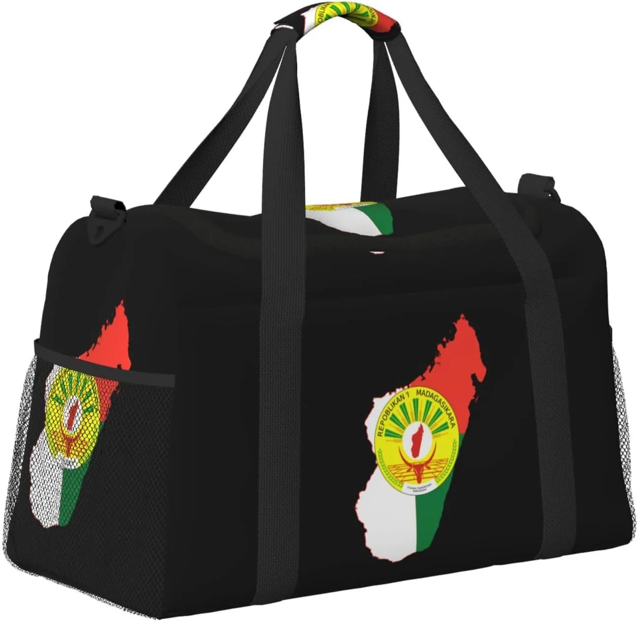 Flag Map Of Madagascar Travel Duffel Bag Large Foldable Waterproof Overnight Bag For Beach Swim Bags Pool Sports Gym