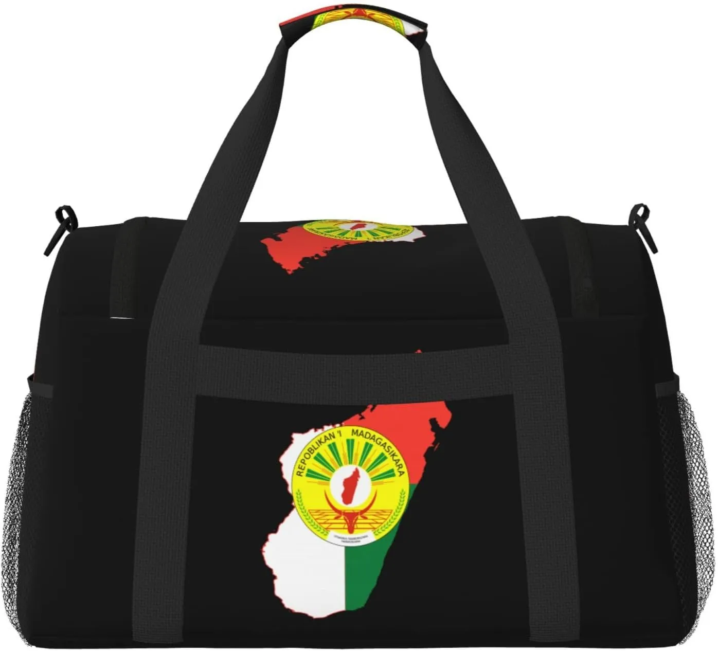 Flag Map Of Madagascar Travel Duffel Bag Large Foldable Waterproof Overnight Bag For Beach Swim Bags Pool Sports Gym