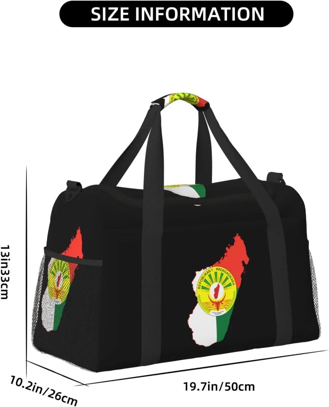 Flag Map Of Madagascar Travel Duffel Bag Large Foldable Waterproof Overnight Bag For Beach Swim Bags Pool Sports Gym