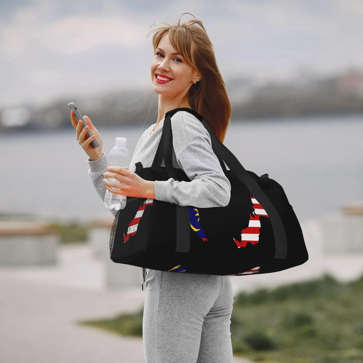 Flag Map Of Malaysia Travel Duffel Bag Large Foldable Waterproof Overnight Bag For Beach Swim Bags Pool Sports Gym