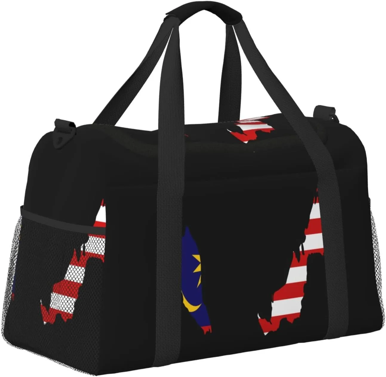Flag Map Of Malaysia Travel Duffel Bag Large Foldable Waterproof Overnight Bag For Beach Swim Bags Pool Sports Gym