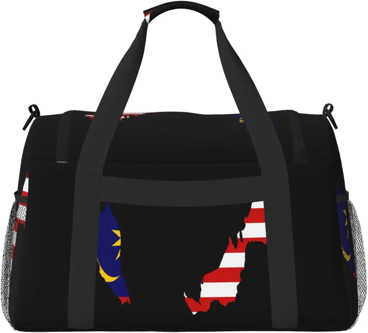 Flag Map Of Malaysia Travel Duffel Bag Large Foldable Waterproof Overnight Bag For Beach Swim Bags Pool Sports Gym